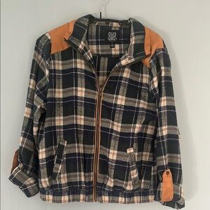 Edge Navy Plaid Jacket with Cream Stripes